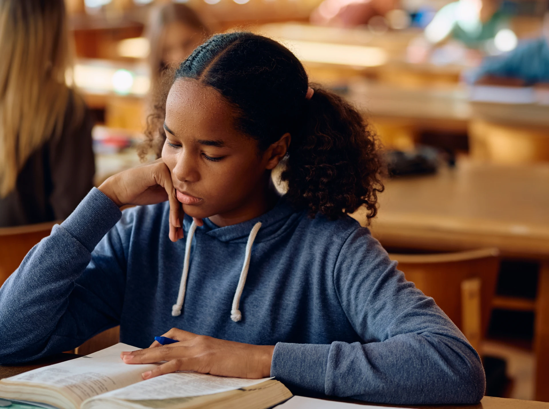 Girl studying at a desk